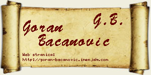 Goran Bacanović vizit kartica